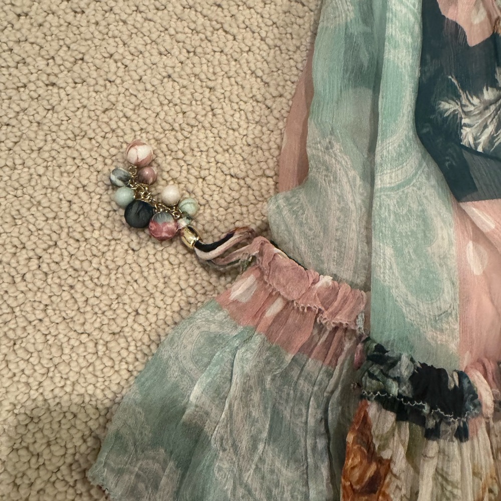Zimmermann Floral Halter Mini Dress Tiered Ruffle Hem Size - Picture 6 of 9